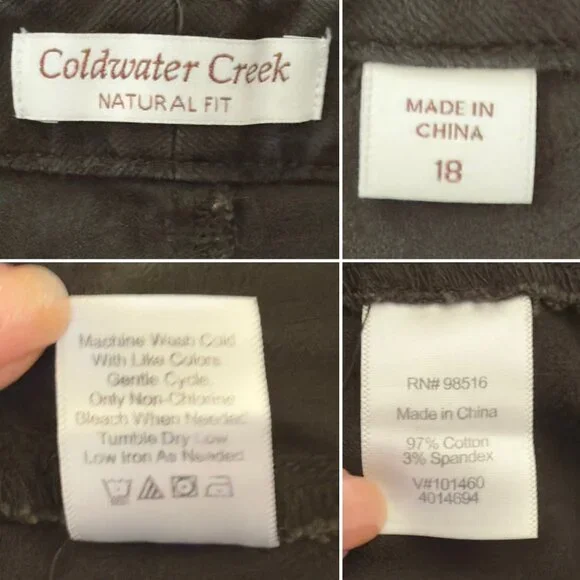 Coldwater Creek Pants Size 18 Olive Green Natural Fit Casual Fall Style - Picture 6 of 12